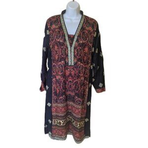 COTTON GINNY Long Indian Cotton Tunic / Dress Size Medium Fits Large NEW NWT